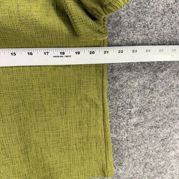 Loft Button Up Top Women L Large Green V-Neck Short Sleeve Cotton Casual Solid - Picture 5 of 7